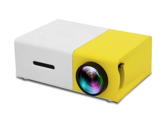 Video Proiector Mini Portabil LED 1080P Full HD Display Galben Alb